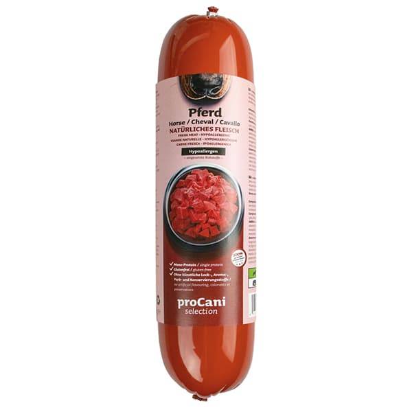 proCani BARF Kochwurst für Hunde mit zartem und hypoallergenen Pferdefleisch - 5x800g