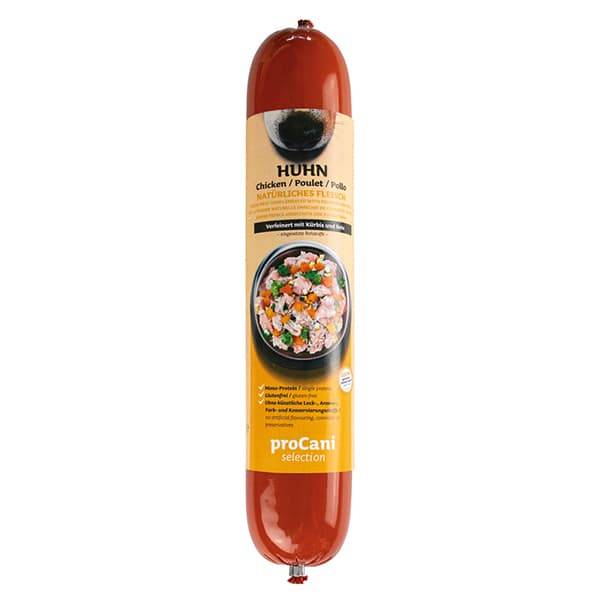 proCani BARF Kochwurst für Hunde mit zartem Hühnerfleisch - 5x400g