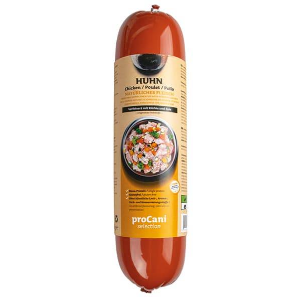 proCani BARF Kochwurst für Hunde mit zartem Hühnerfleisch - 5x800g